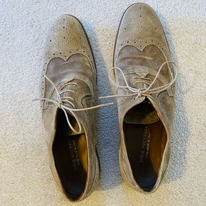John Vervatos Brown Suede Wing Tip Lace Up Oxfords